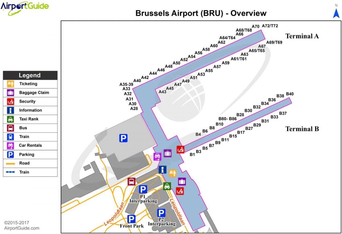 خريطة المطارات في بروكسل