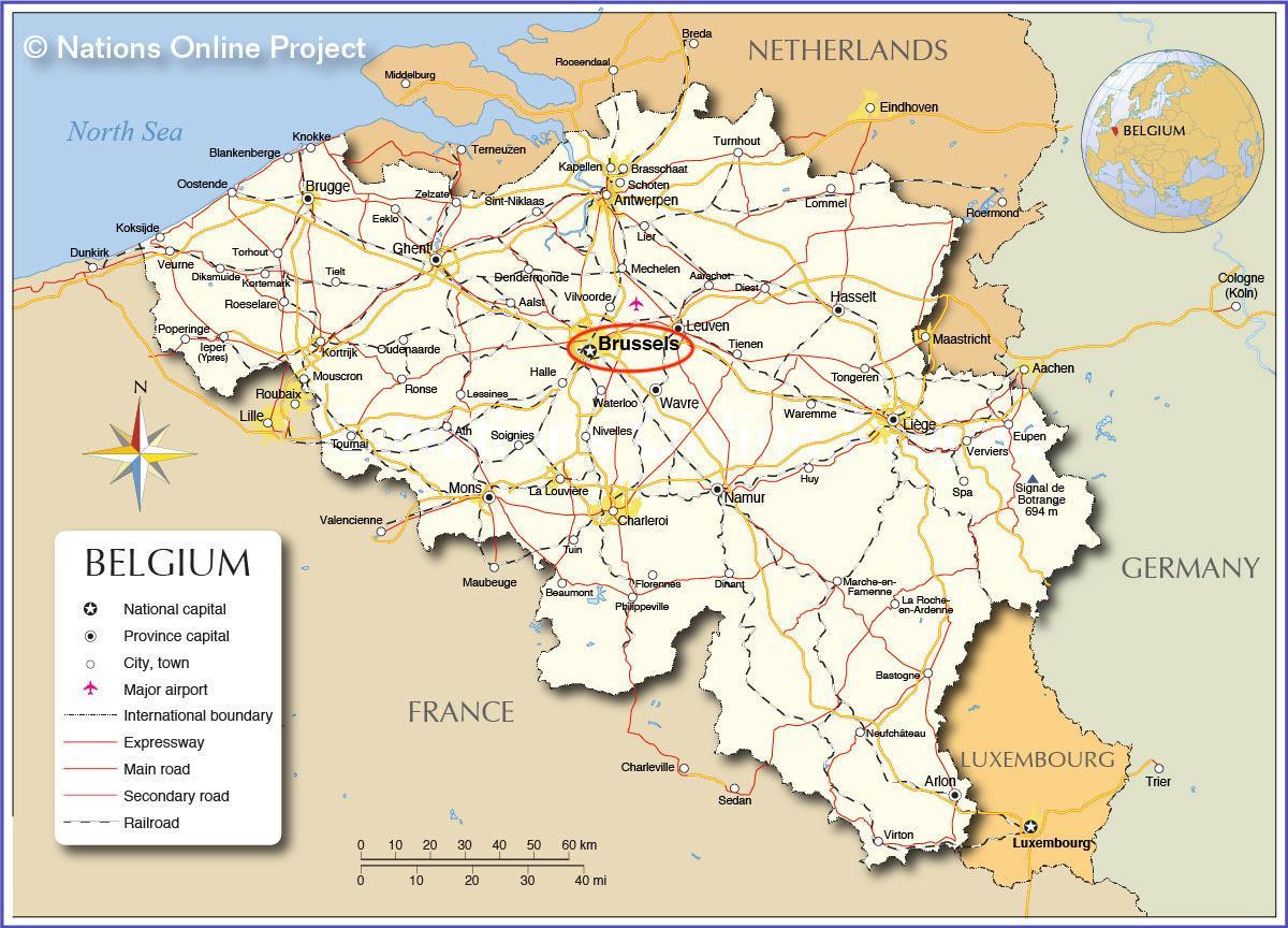 بروكسل علي خريطة بلجيكا