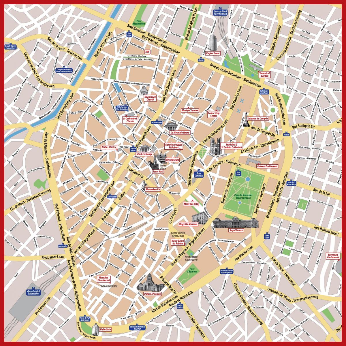 خريطة جولات المشي في بروكسل